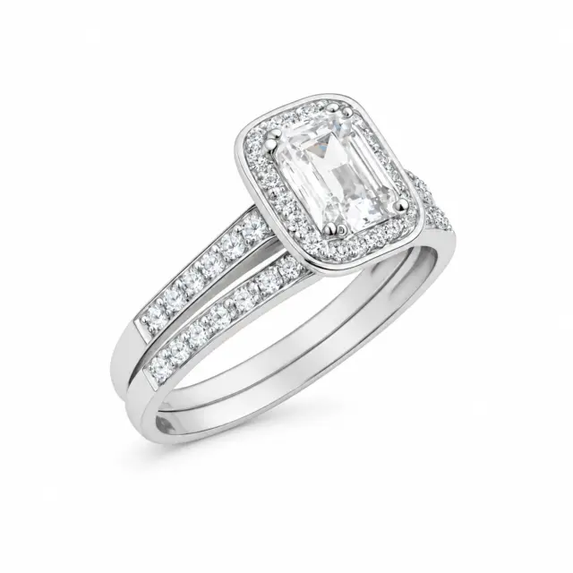 Sterling Silver Ladies 2 Piece Wedding Set With Cubic Zirconia Setting