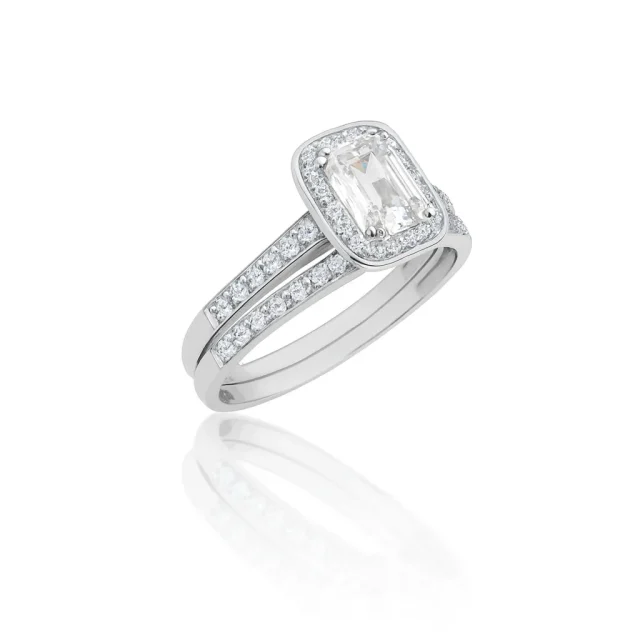 Sterling Silver Ladies 2 Piece Wedding Set With Cubic Zirconia Setting