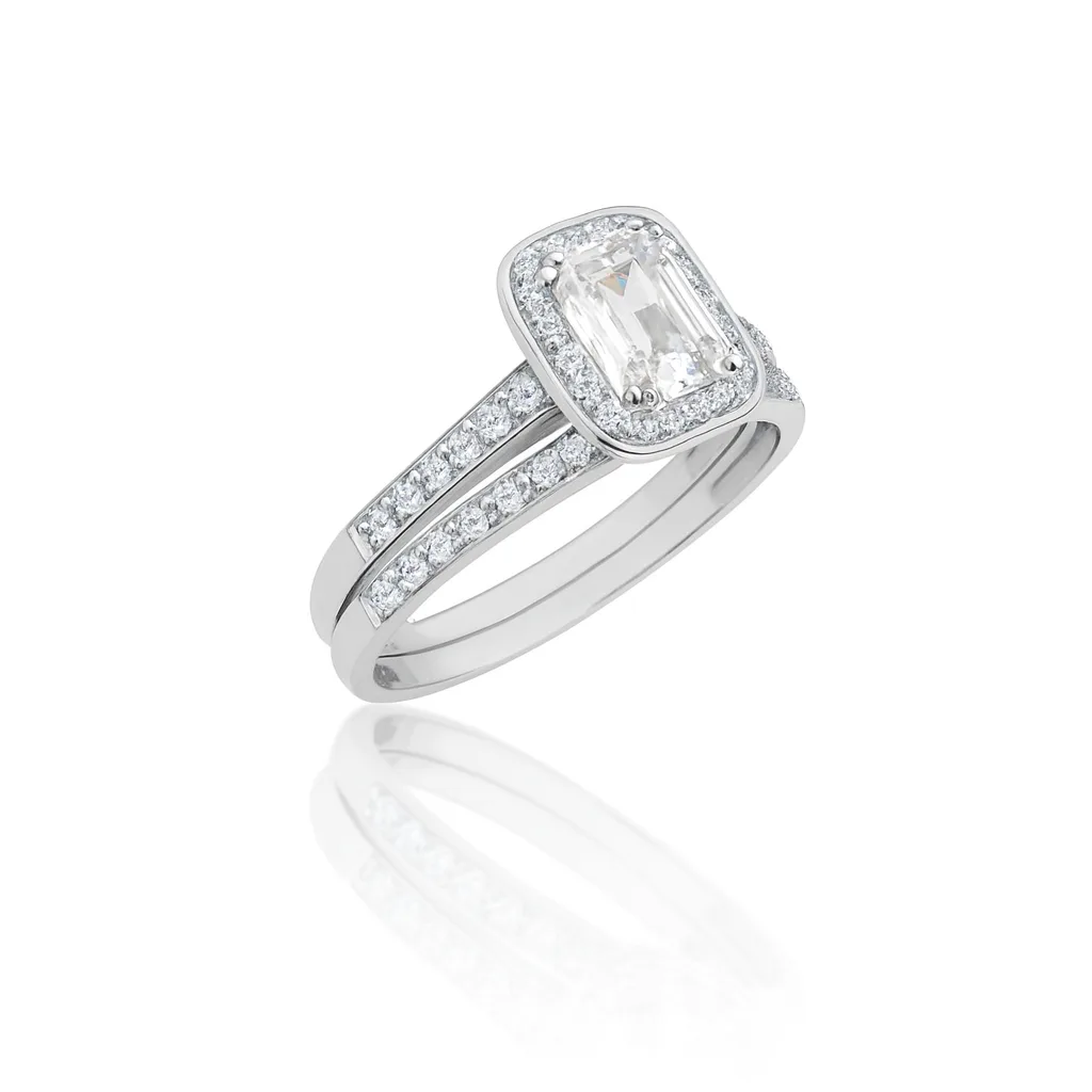 Sterling Silver Ladies 2 Piece Wedding Set With Cubic Zirconia Setting