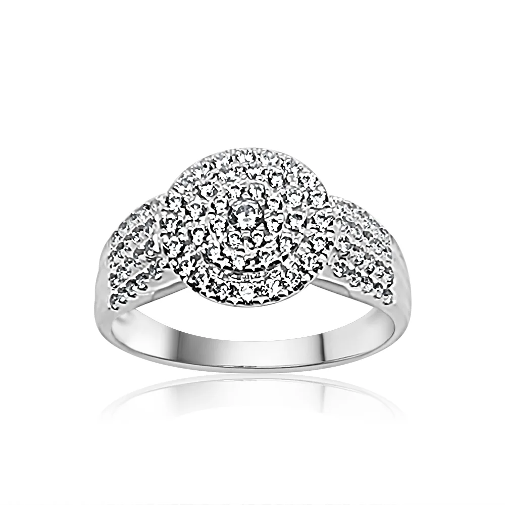 Sterling Silver Ladies Round Cluster with Wide Band
