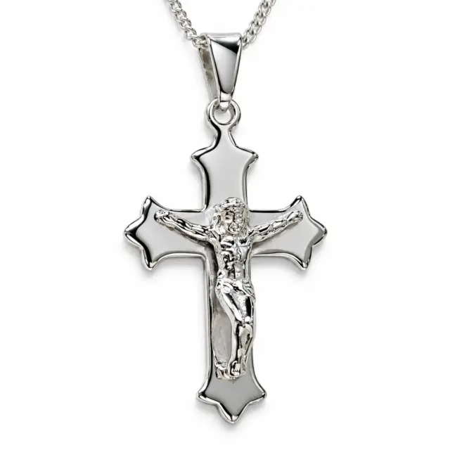 Sterling Silver Large Crucifix Pendant with CD50 Silver Chain