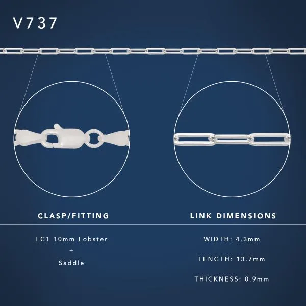 Sterling Silver Medium Paperclip Link Chain (13.7 × 4.3mm) with Lobster Catch