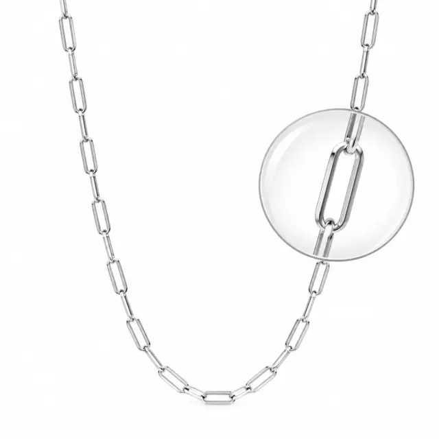 Sterling Silver Medium Paperclip Link Chain (13.7 × 4.3mm) with Lobster Catch
