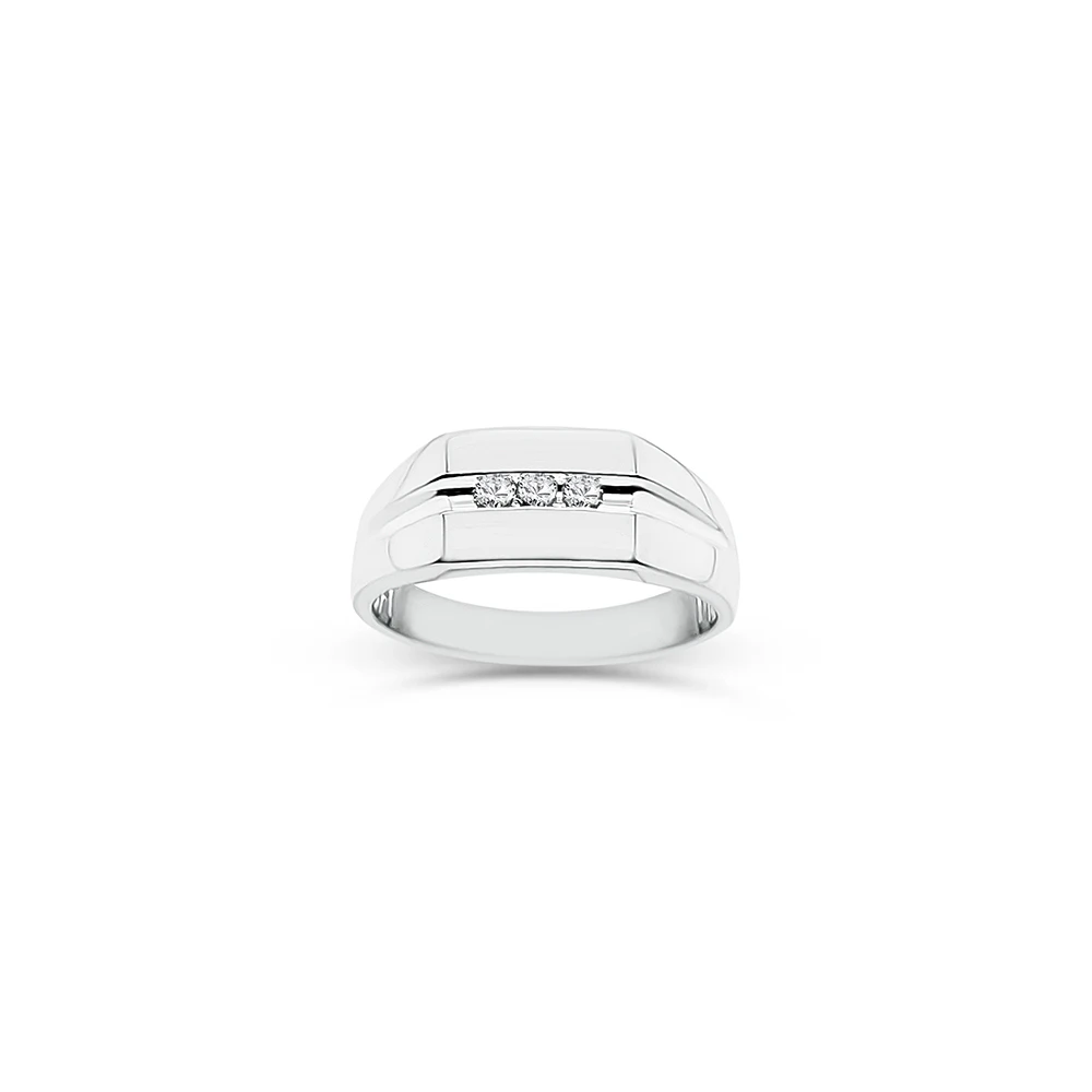 Sterling Silver Men's Cubic Zirconia Ring - D4218