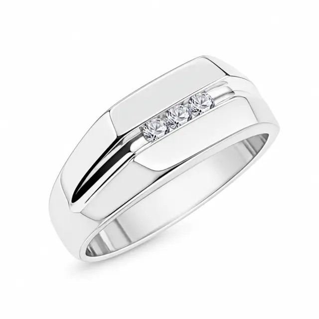 Sterling Silver Men's Cubic Zirconia Ring - D4218
