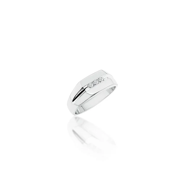 Sterling Silver Men's Cubic Zirconia Ring - D4218