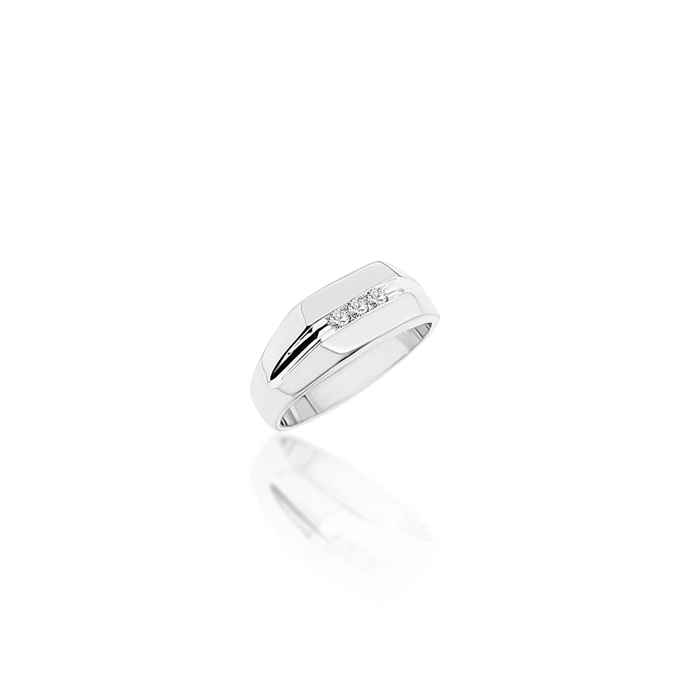 Sterling Silver Men's Cubic Zirconia Ring - D4218
