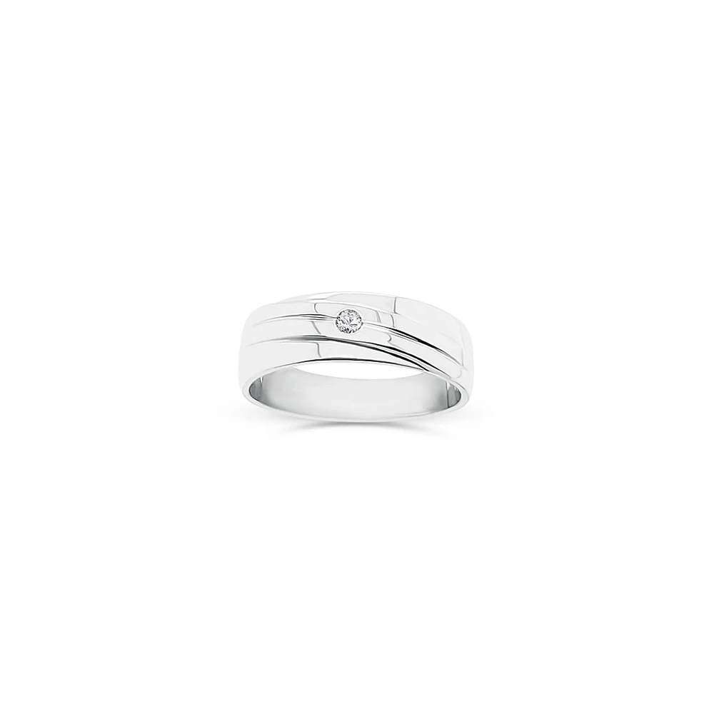 Sterling Silver Men's Cubic Zirconia Ring - D5384