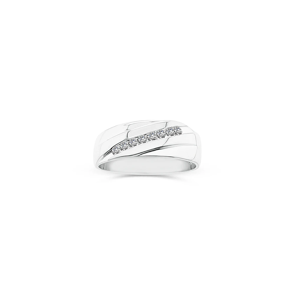 Sterling Silver Men's Cubic Zirconia Ring - D5493