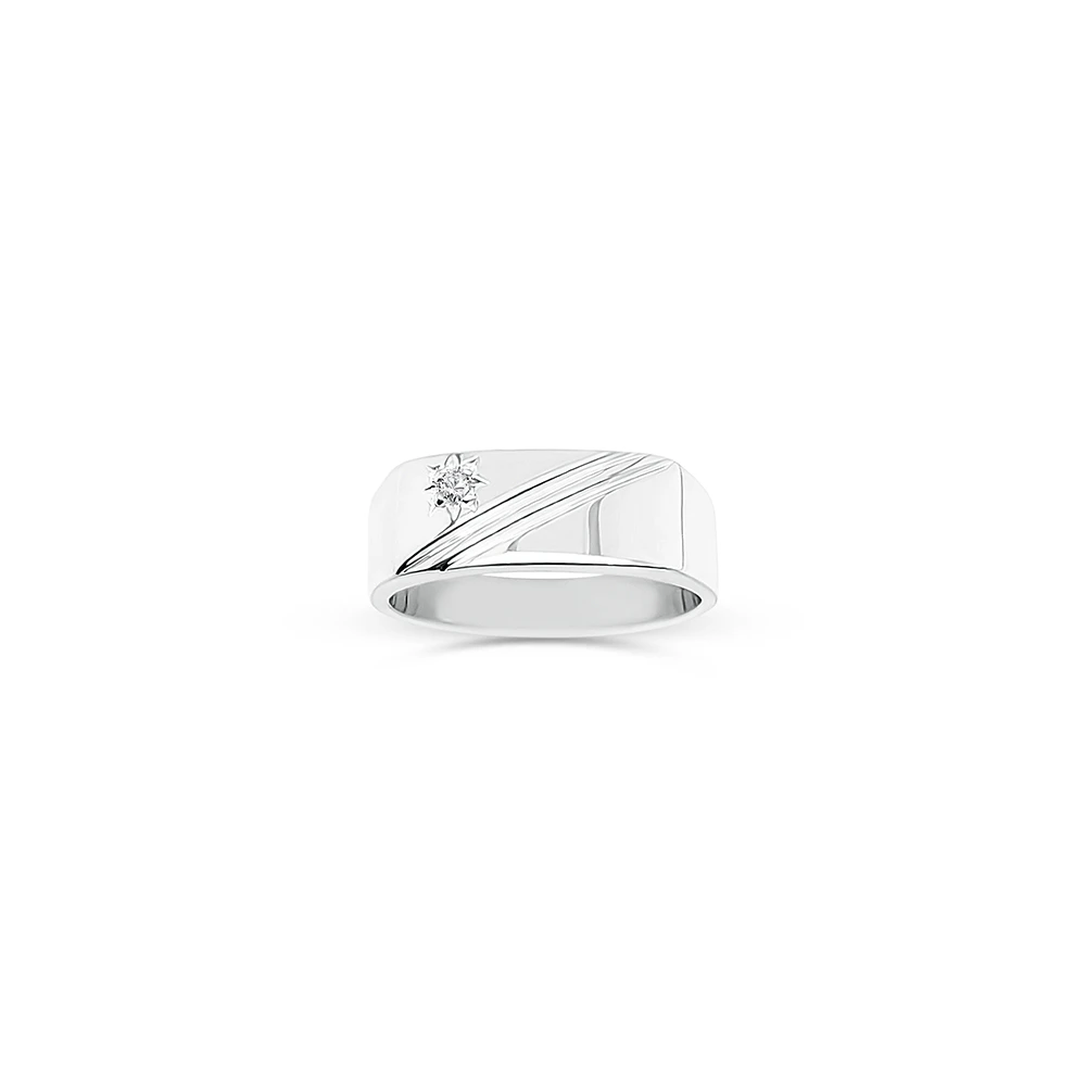 Sterling Silver Men's Cubic Zirconia Ring - D8514