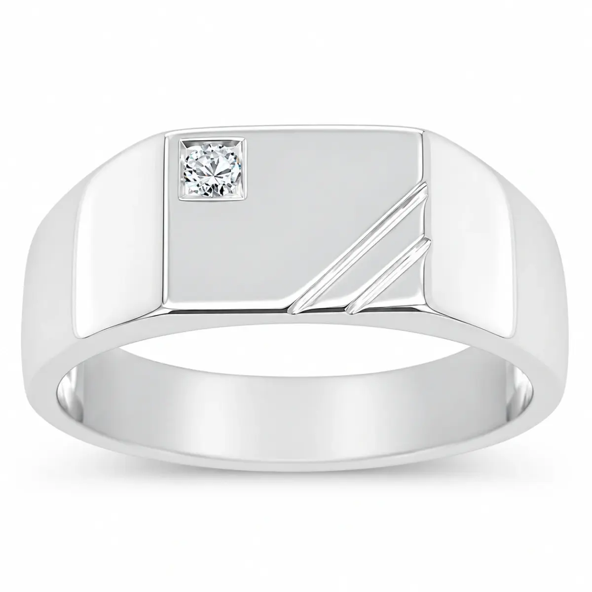 Sterling Silver Men's Cubic Zirconia Ring - SSD8180