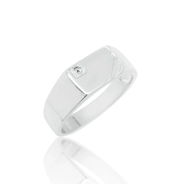 Sterling Silver Men's Cubic Zirconia Ring - SSD8180