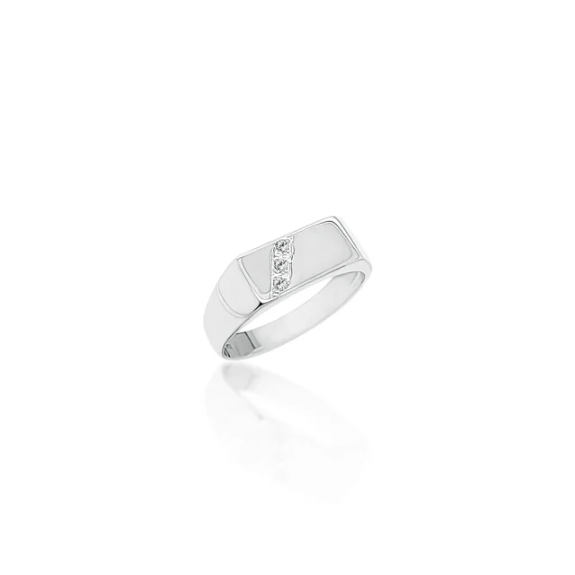 Sterling Silver Men's Cubic Zirconia Signet Ring - D6413
