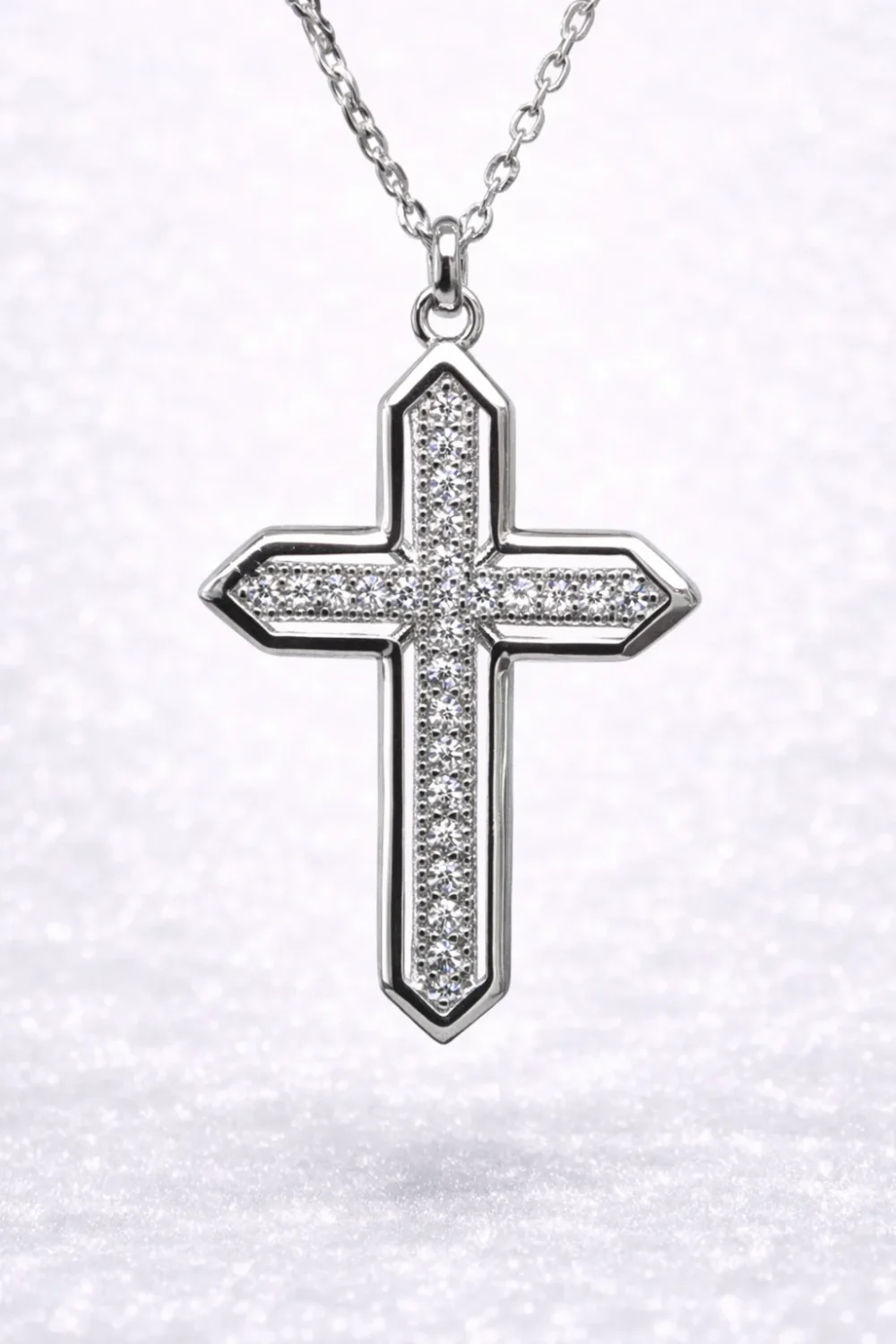 Sterling Silver Micro Set CZ Cross Pendant Necklace – Classic Faith Design - XL022624B