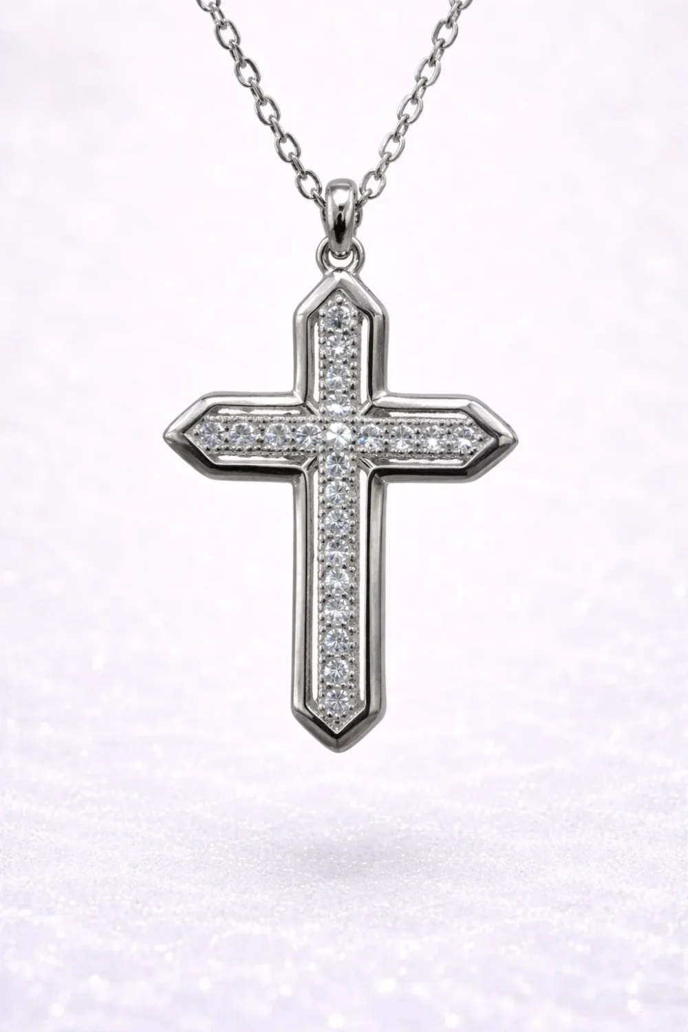 Sterling Silver Micro Set CZ Cross Pendant Necklace – Classic Faith Design - XL022624B