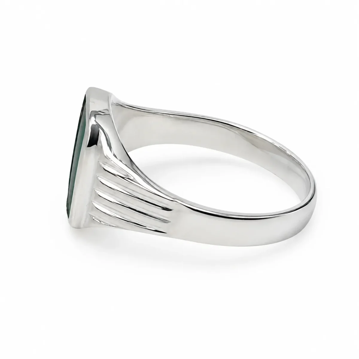 Sterling Silver New Zealand Greenstone Signet Ring – 12mm x 10mm Cushion Greenstone - CYR2148GS