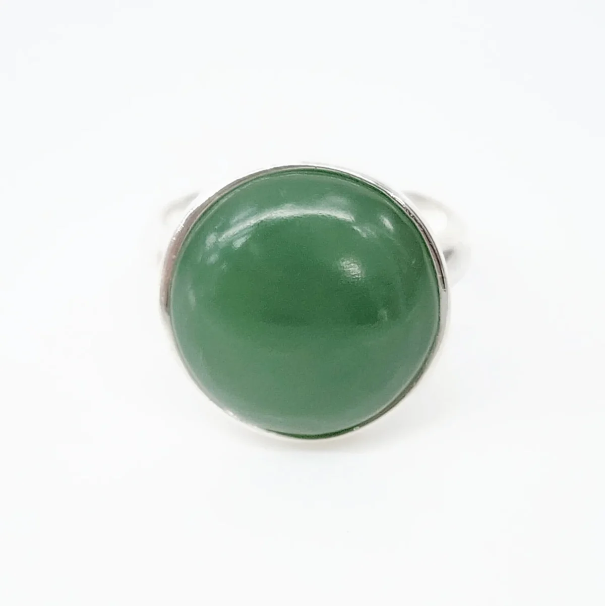 Sterling Silver NZ Greenstone Dome Ring - SSGSDTZ