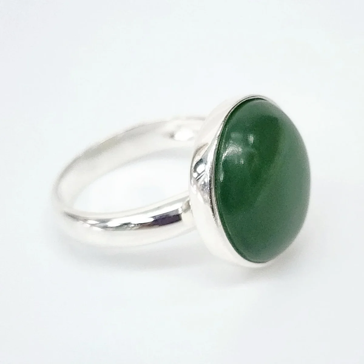 Sterling Silver NZ Greenstone Dome Ring - SSGSDTZ