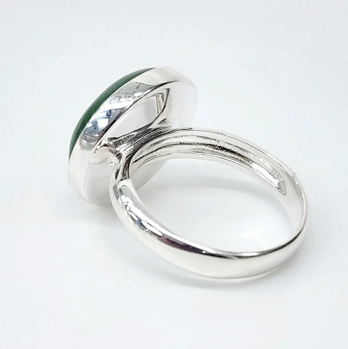 Sterling Silver NZ Greenstone Dome Ring - SSGSDTZ