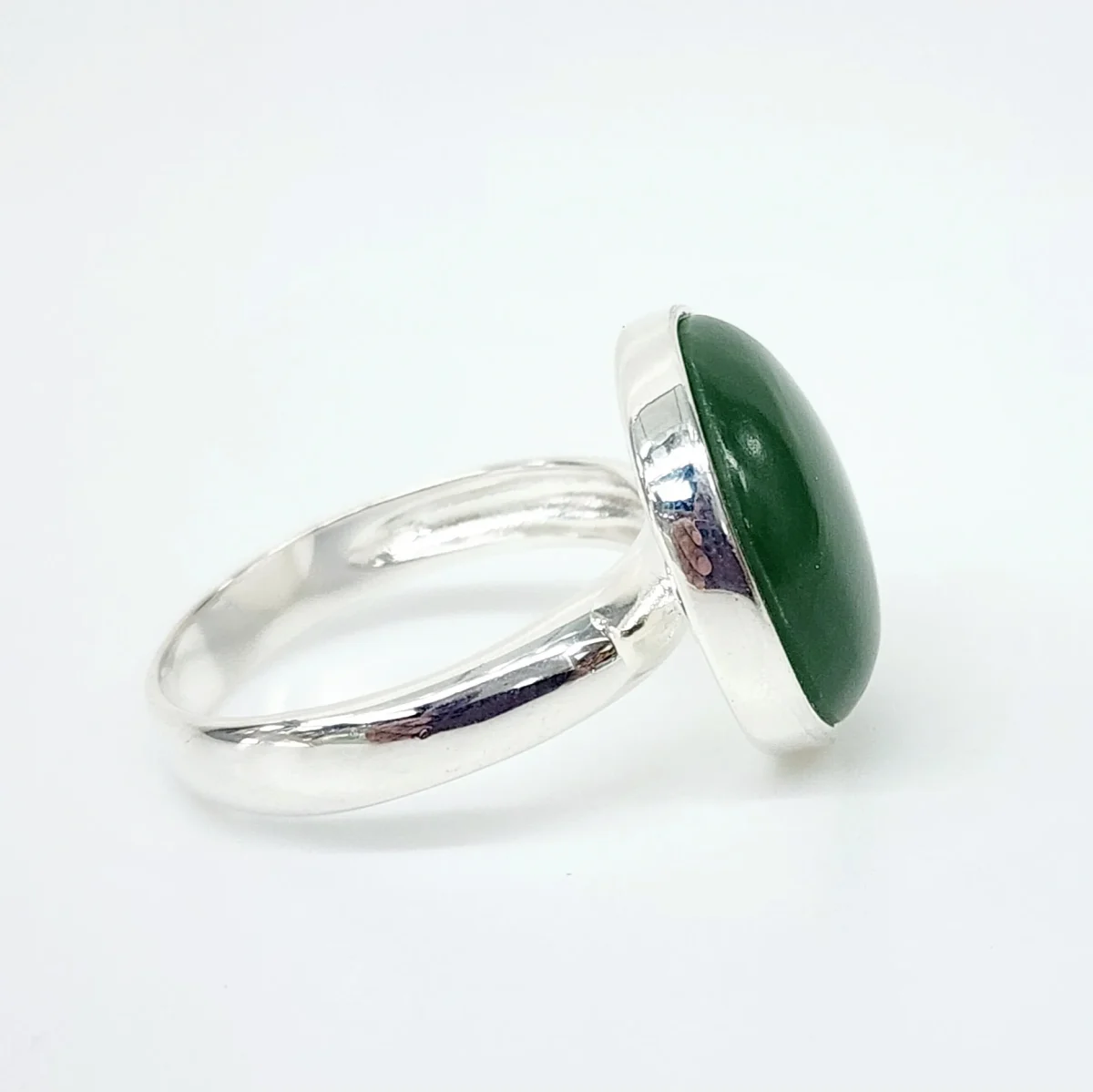Sterling Silver NZ Greenstone Dome Ring - SSGSDTZ