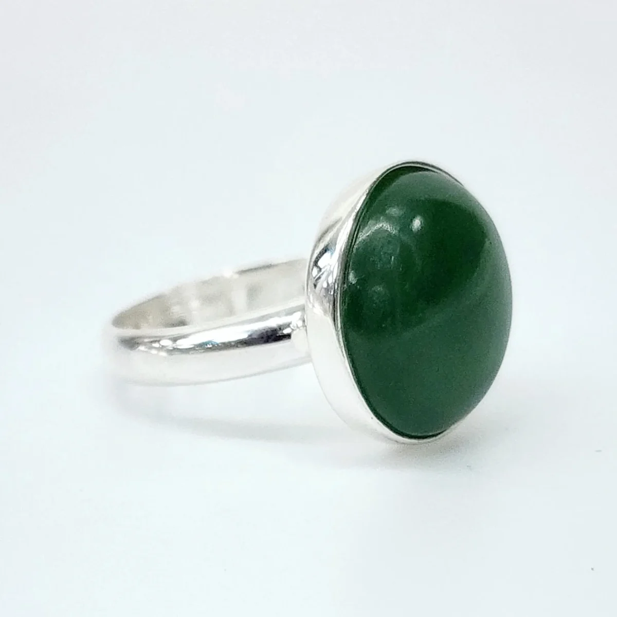 Sterling Silver NZ Greenstone Dome Ring - SSGSDTZ