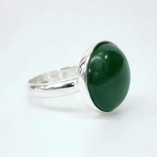 Sterling Silver NZ Greenstone Dome Ring - SSGSDTZ