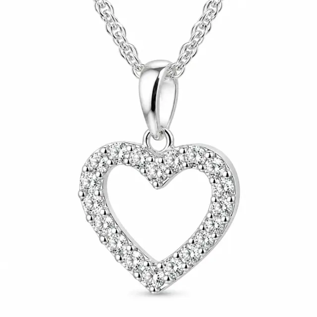 Sterling Silver Open Heart Cubic Zirconia Pendant with Complimentary Sterling Silver Chain - 18009030