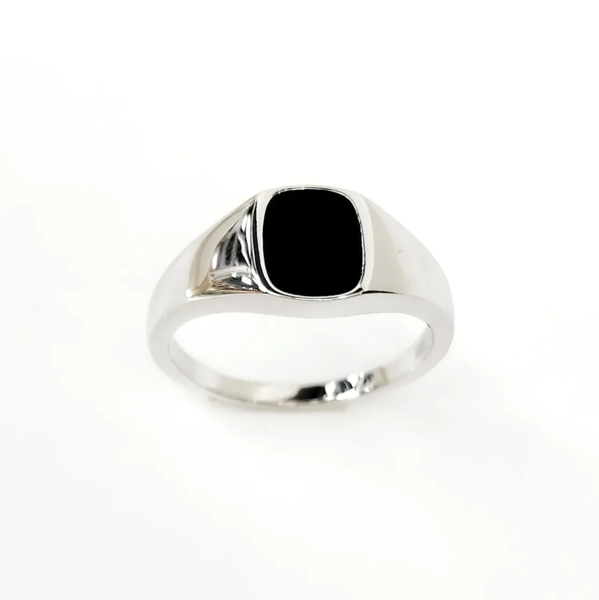Sterling Silver Oval Black Onyx Signet Ring