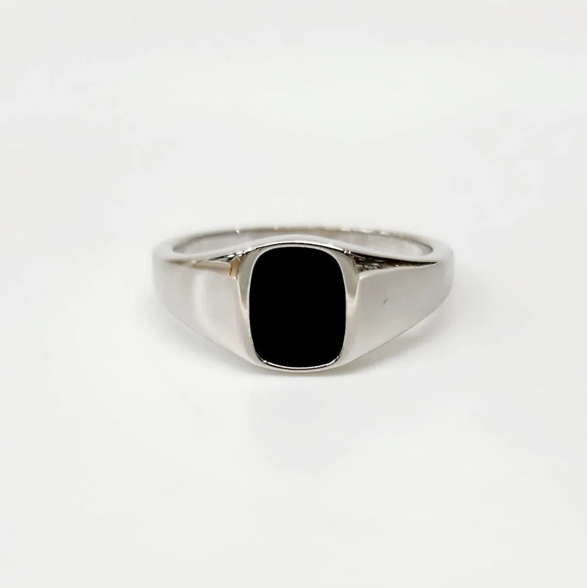 Sterling Silver Oval Black Onyx Signet Ring