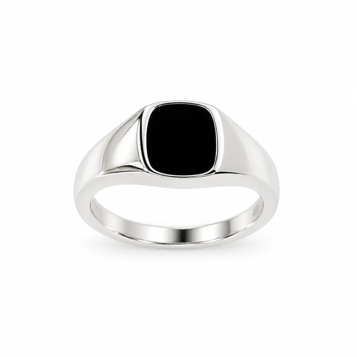 Sterling Silver Oval Black Onyx Signet Ring