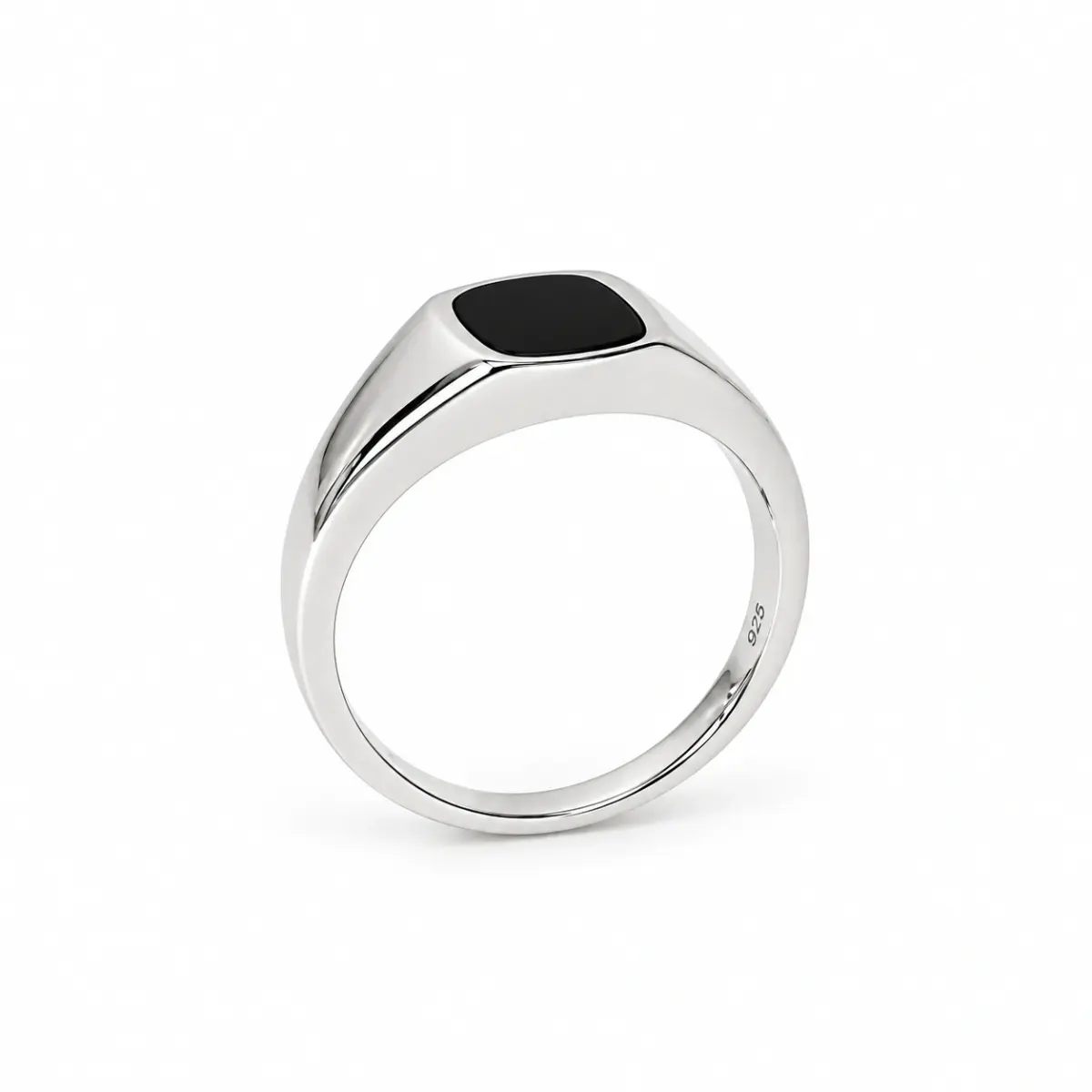 Sterling Silver Oval Black Onyx Signet Ring
