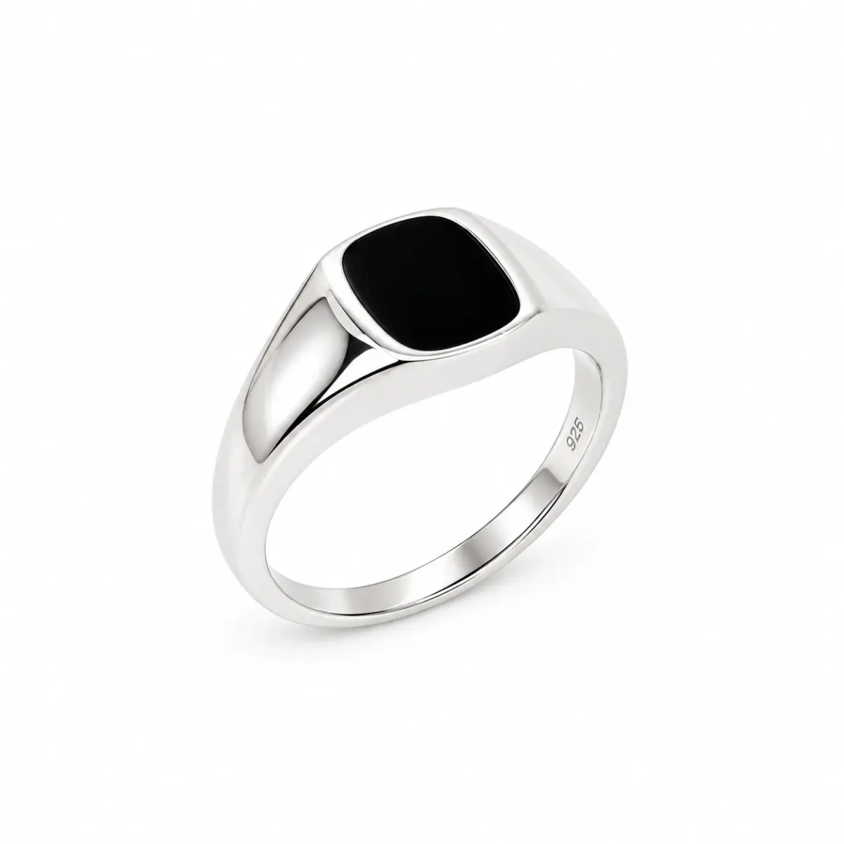 Sterling Silver Oval Black Onyx Signet Ring