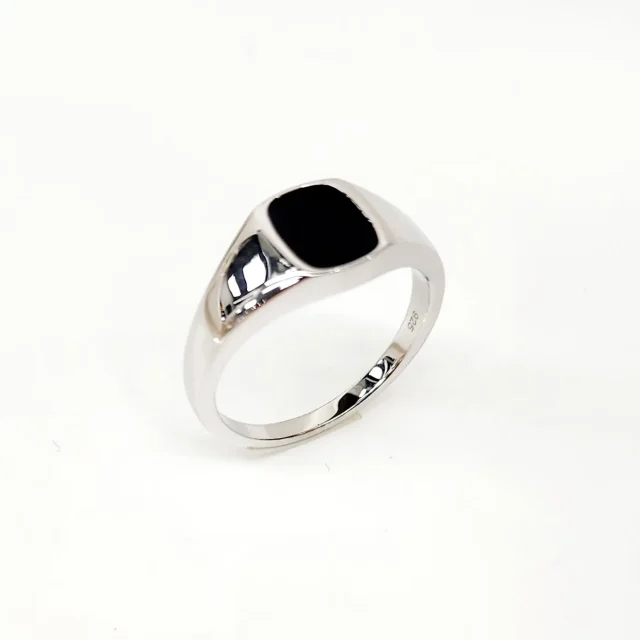 Sterling Silver Oval Black Onyx Signet Ring