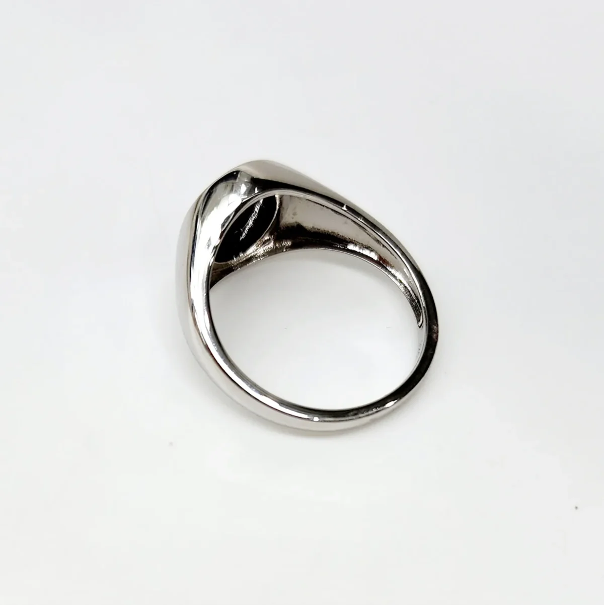 Sterling Silver Oval Black Onyx with CZ Setting
