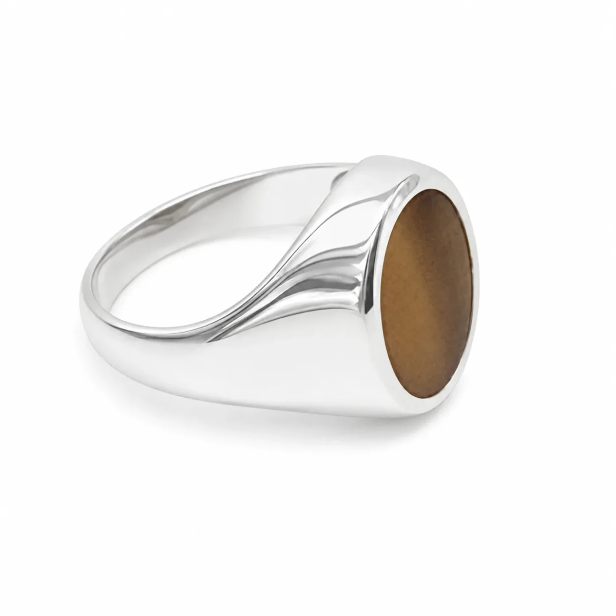 Sterling Silver Oval Tiger's Eye Signet Ring – 14.5mm x 12mm - CYR7365TIGERSEYE