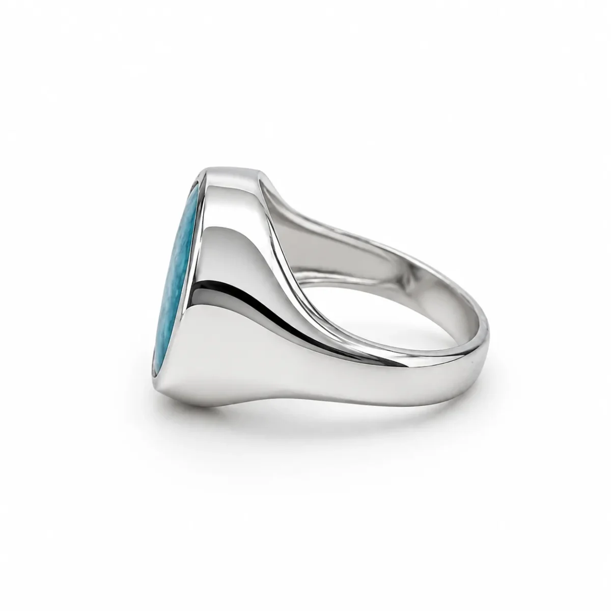 Sterling Silver Oval Turquoise Signet Ring – 17mm x 13mm Natural Turquoise - CYR7655TQ