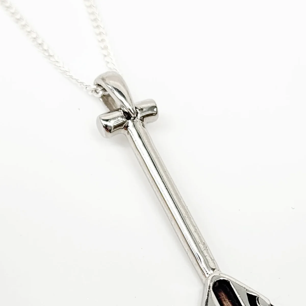 Sterling Silver Paddle Pendant with Round Cook Island Black Pearl