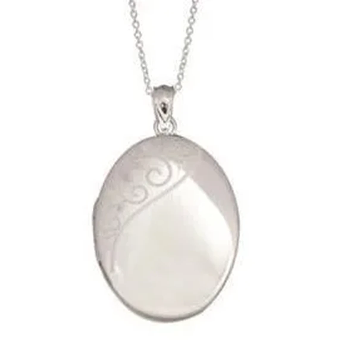 Sterling Silver Partly Engraved Oval Locket 26mm x 20mm