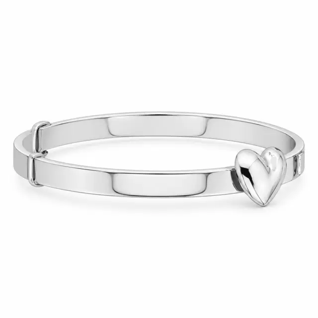 Sterling Silver Plain Child Expander Bangle with Heart