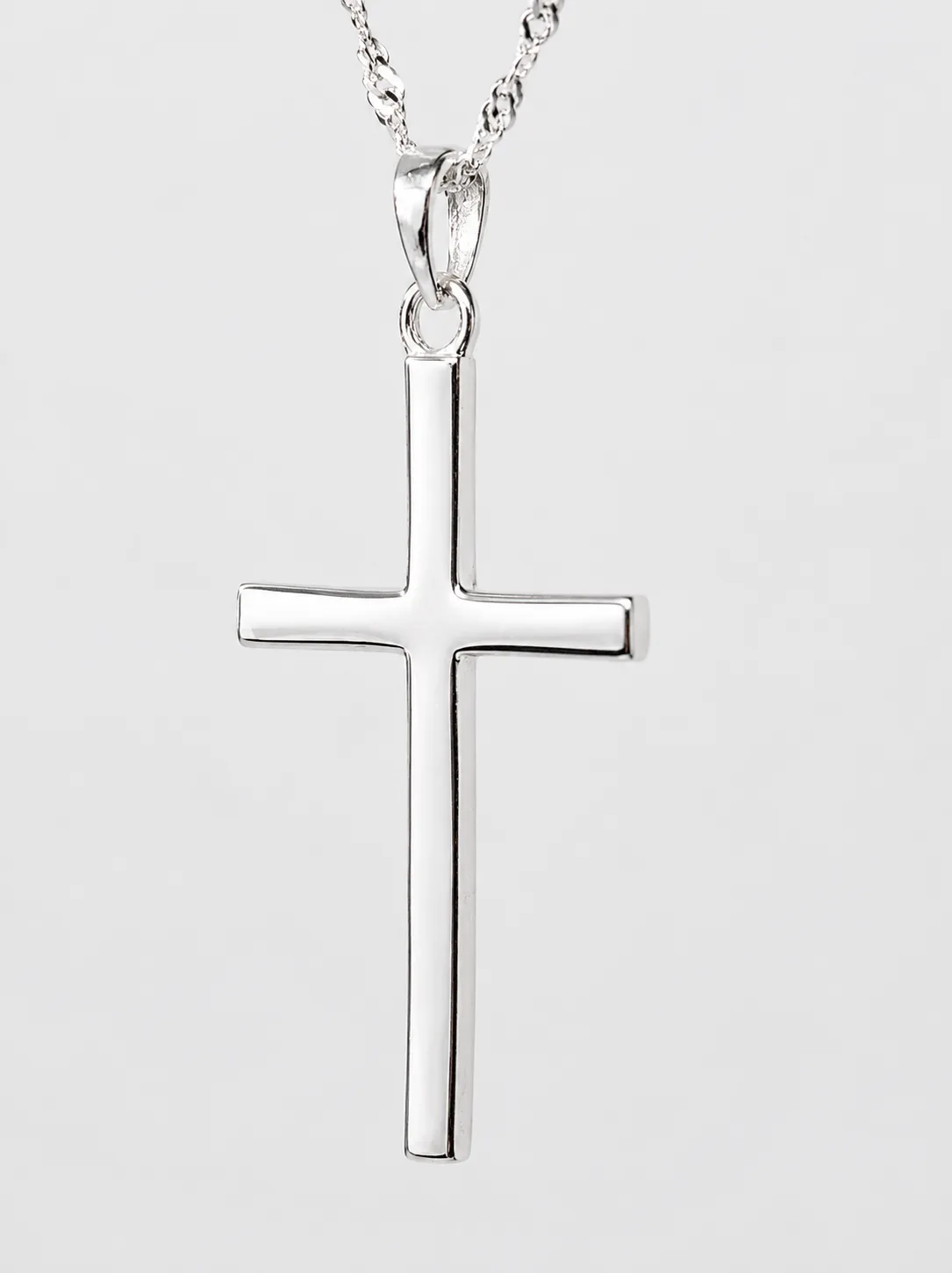 Sterling Silver Plain Cross Pendant 18mm x 33mm with Complimentary Sterling Silver Chain - 18079163