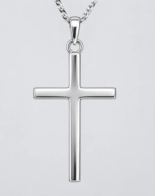 Sterling Silver Plain Cross Pendant 18mm x 33mm with Complimentary Sterling Silver Chain - 18079163