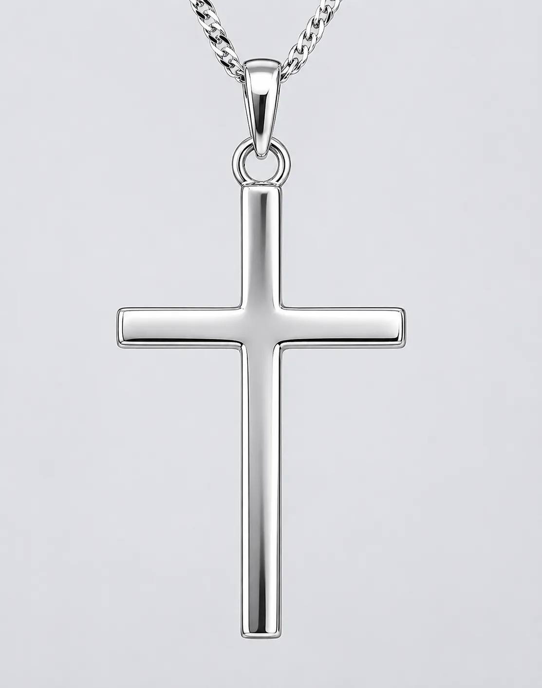 Sterling Silver Plain Cross Pendant 18mm x 33mm with Complimentary Sterling Silver Chain - 18079163