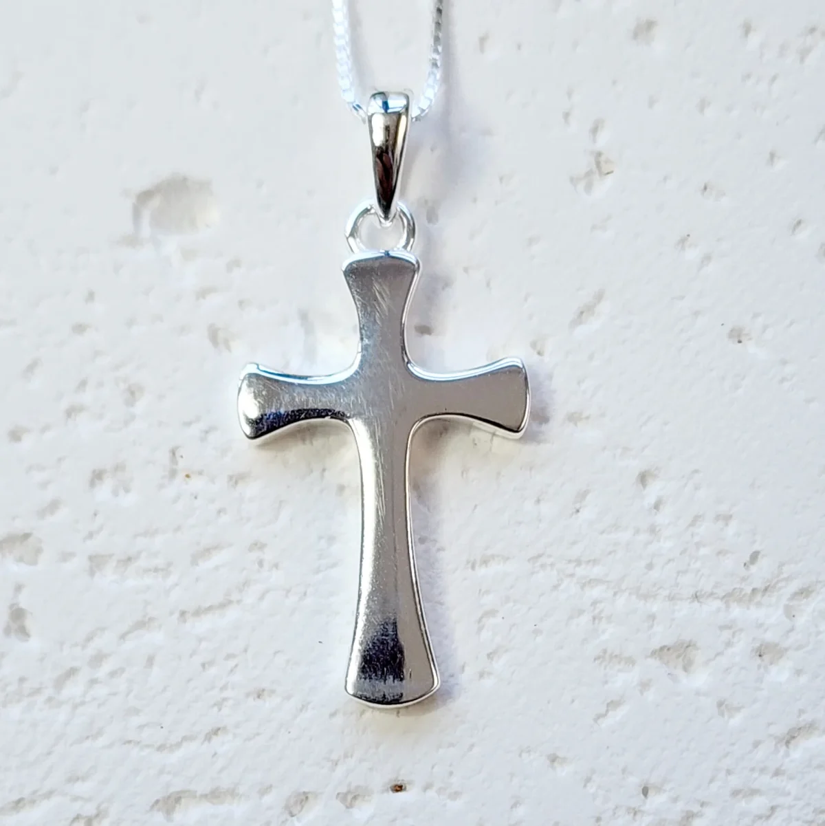 Sterling Silver Plain Cross Pendant and Sterling Silver Chain