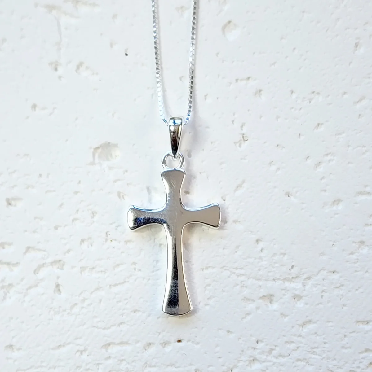 Sterling Silver Plain Cross Pendant and Sterling Silver Chain