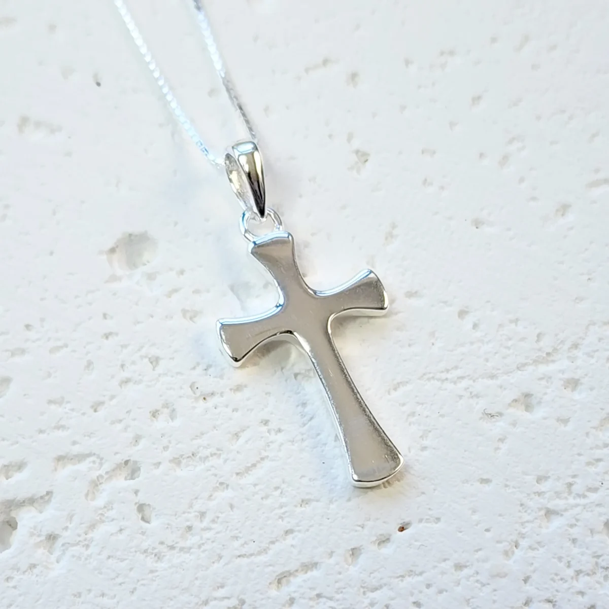 Sterling Silver Plain Cross Pendant and Sterling Silver Chain