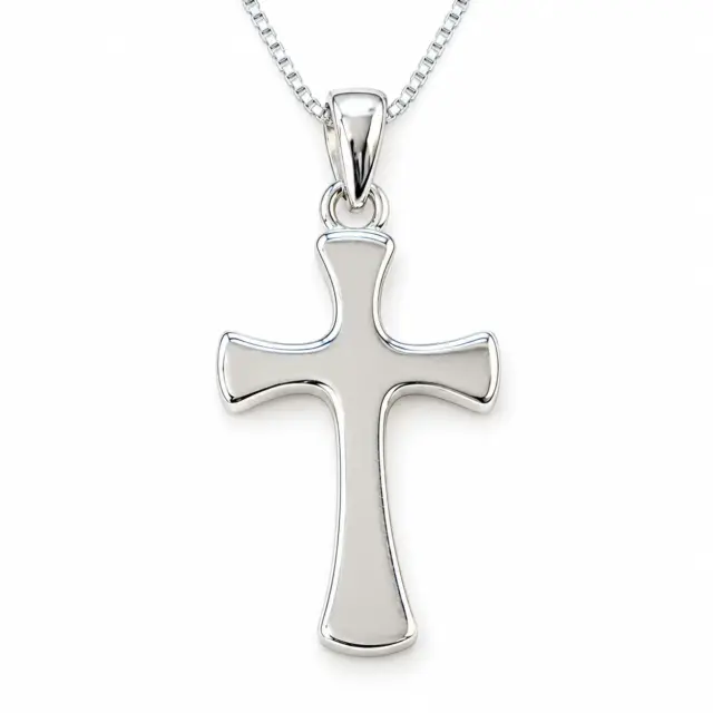 Sterling Silver Plain Cross Pendant and Sterling Silver Chain