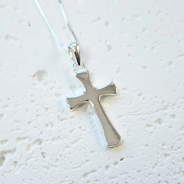 Sterling Silver Plain Cross Pendant and Sterling Silver Chain