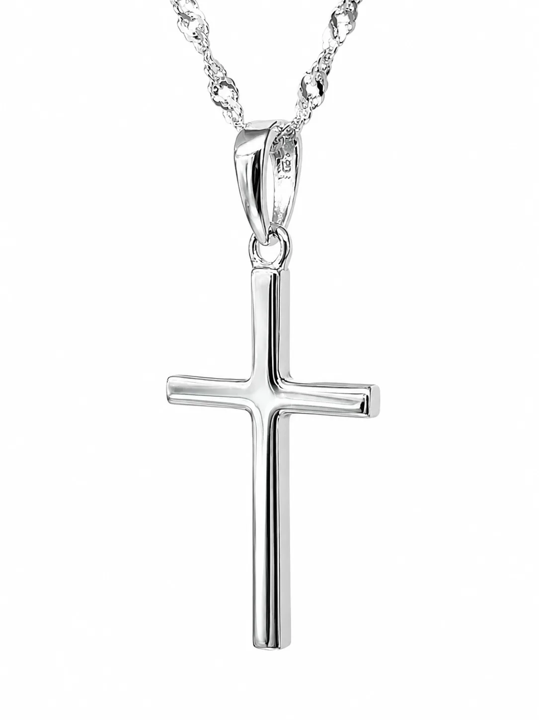 Sterling Silver Plain Cross Pendant with Complimentary Sterling Silver Chain – 12mm x 22mm - 18091133/18089132
