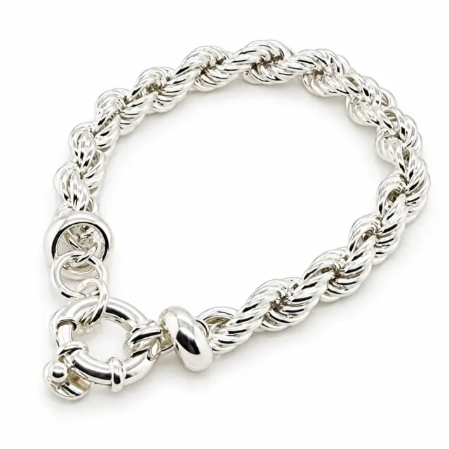 Sterling Silver Rope Chain Bracelet with Bolt Ring Clasp - 19cm Long