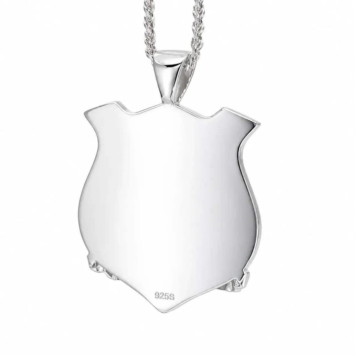 Sterling Silver Samoan Sila Pendant with Black Enamel Engraved Emblem – High Polish Finish